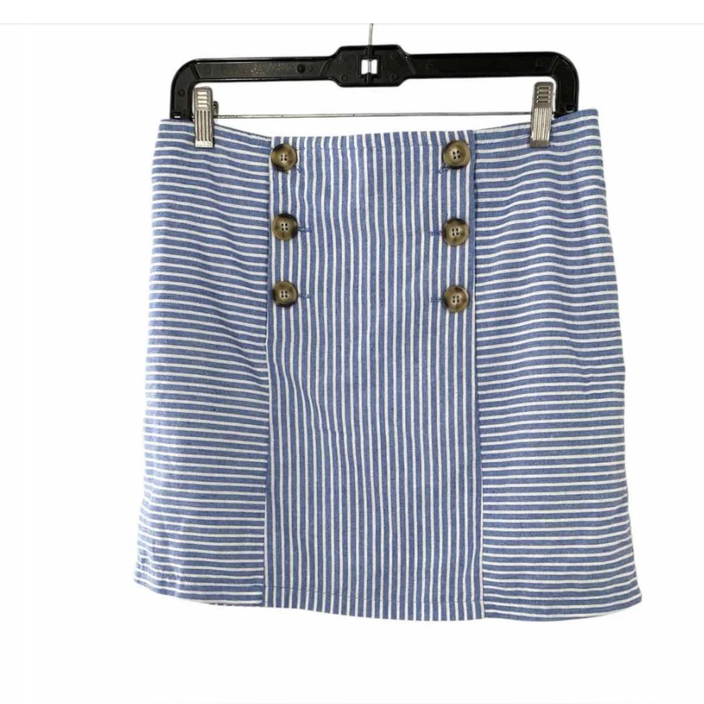 Altar'd State Striped Blue Button-Front lined Women's Skirt size Small